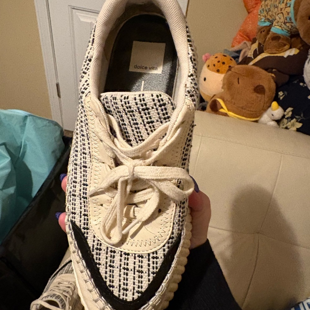 Dolce Vita Beige and Black Patterned Sneakers